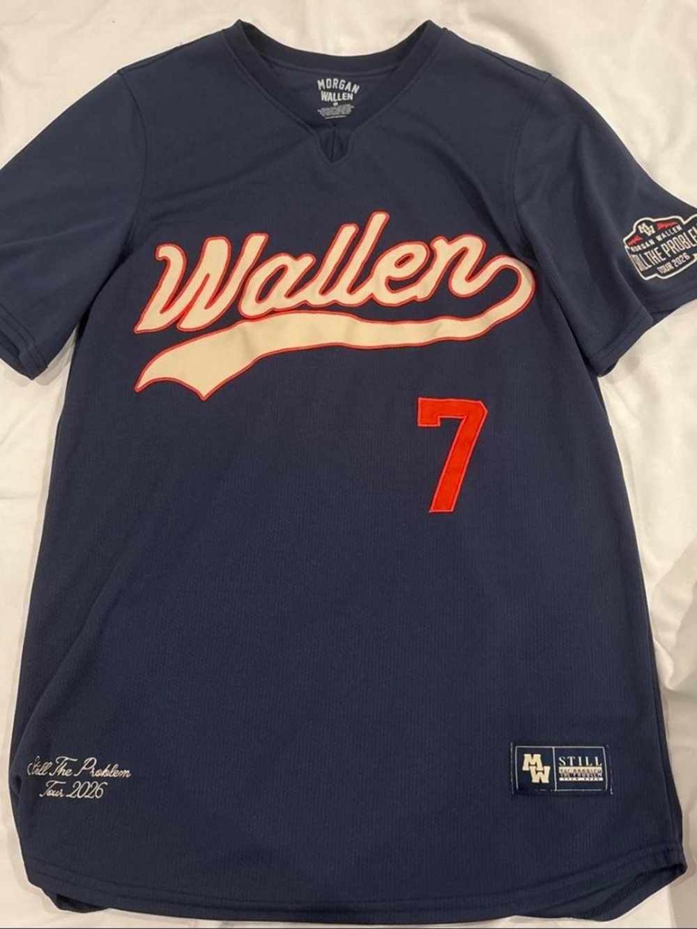 Morgan Wallen 2026 Still The Problem Tour Unisex Navy Baseball Jersey, Xl